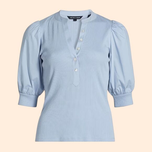 Veronica Beard Coralee Puff Sleeve Top - Picture 1 of 6